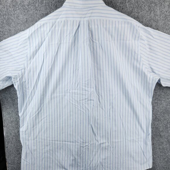 Brooks Brothers 17.5 Blue Striped Short Sleeve Button Up Shirt Traditional Fit - Picture 13 of 13